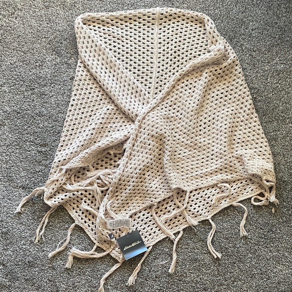 Eddie Bauer Cream Open-Knit Cardigan